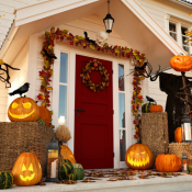 front door Halloween decor