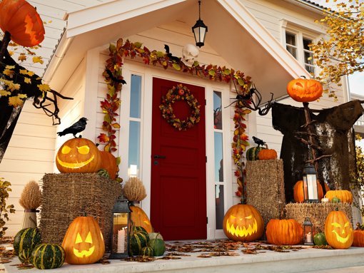 front door Halloween decor