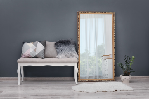 large mirror to make your home look more expensive 